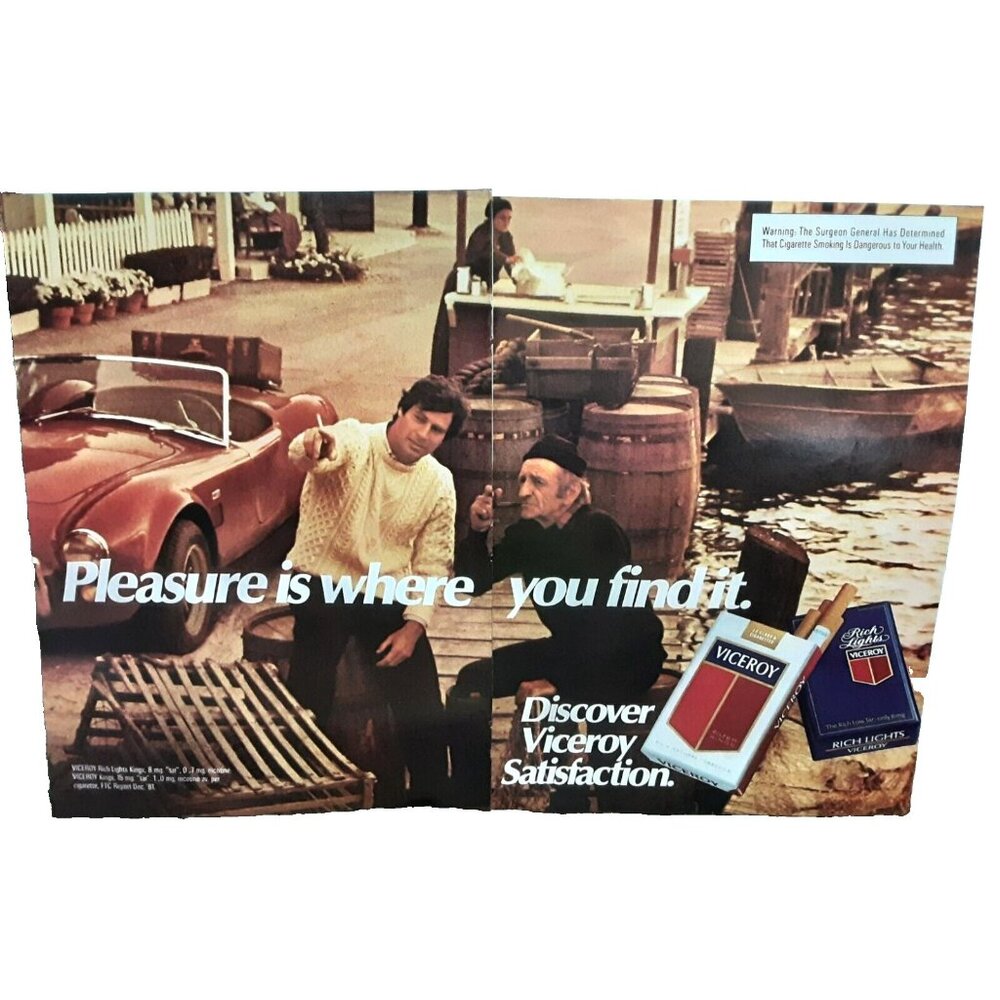 1982 Viceroy Cigarettes Pleasure Is Where You Find It Original Print Ad Vintage